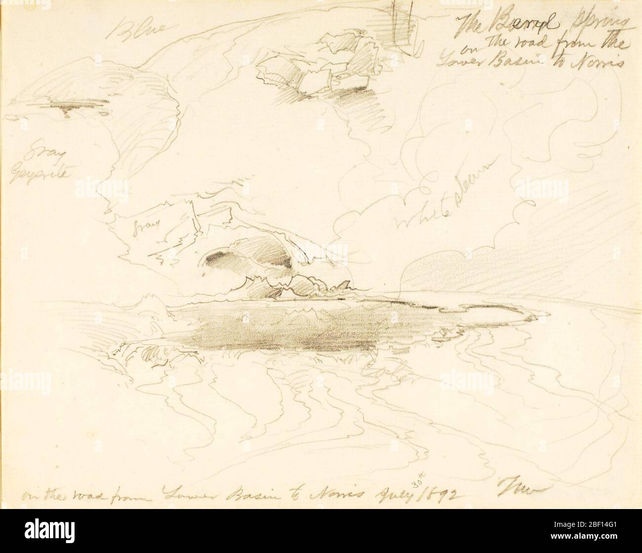 Die Berylquelle auf der Straße vom Unteren Becken nach Norris. Stockfoto