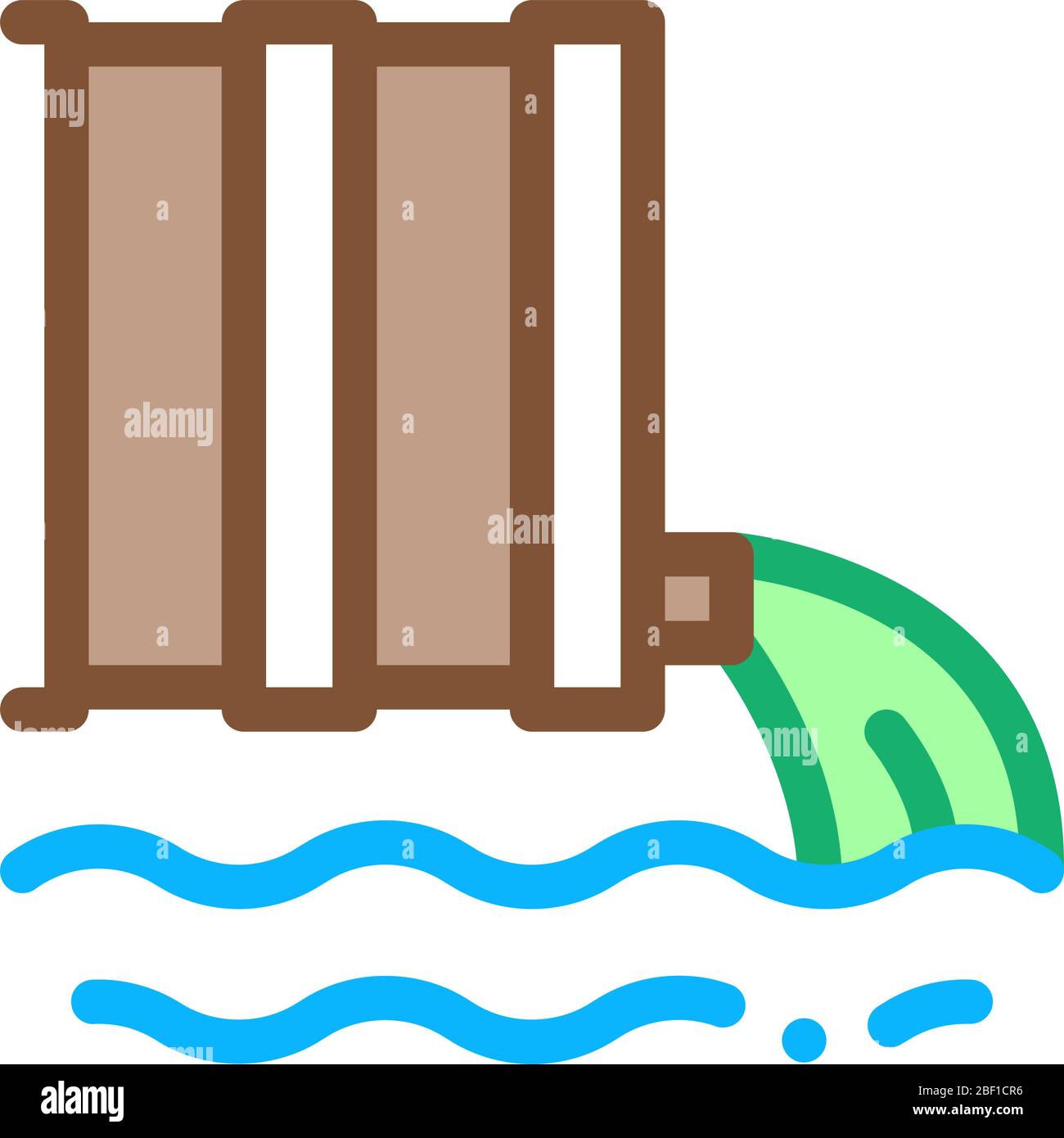 Verschütten von schädlichen Substanzen in Wasser Symbol Vektor-Umriss Illustration Stock Vektor