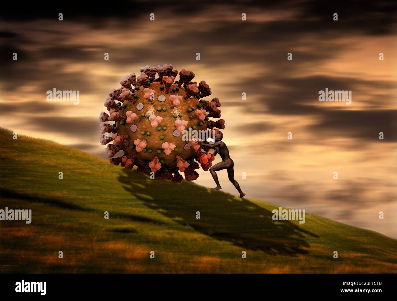 Sisyphus & der Kampf gegen das Coronavirus Stockfoto