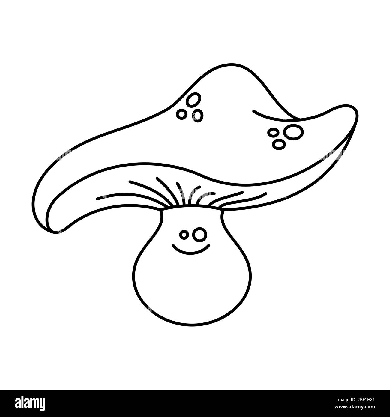 Cartoon Pilz auf weißem Hintergrund. Konturdesign für Selbstfärbung Stock Vektor