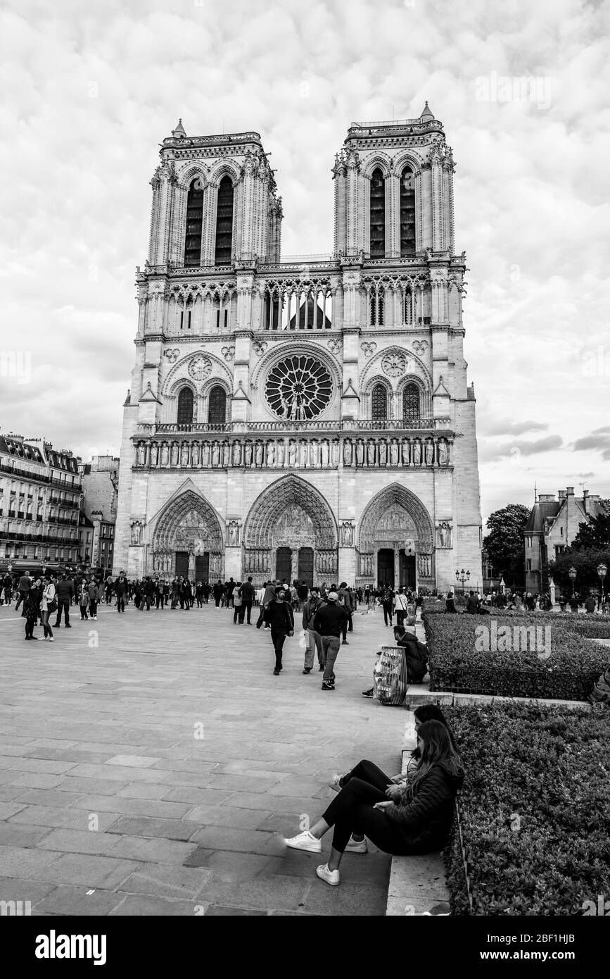 Haupteingang der Kathedrale Notre Dame in Paris/Frankreich Stockfoto