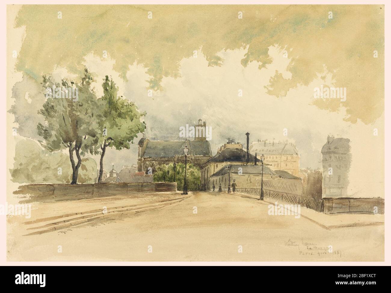 Die Marque Paris. Blick über die Brücke auf die Marque, Paris. Stockfoto