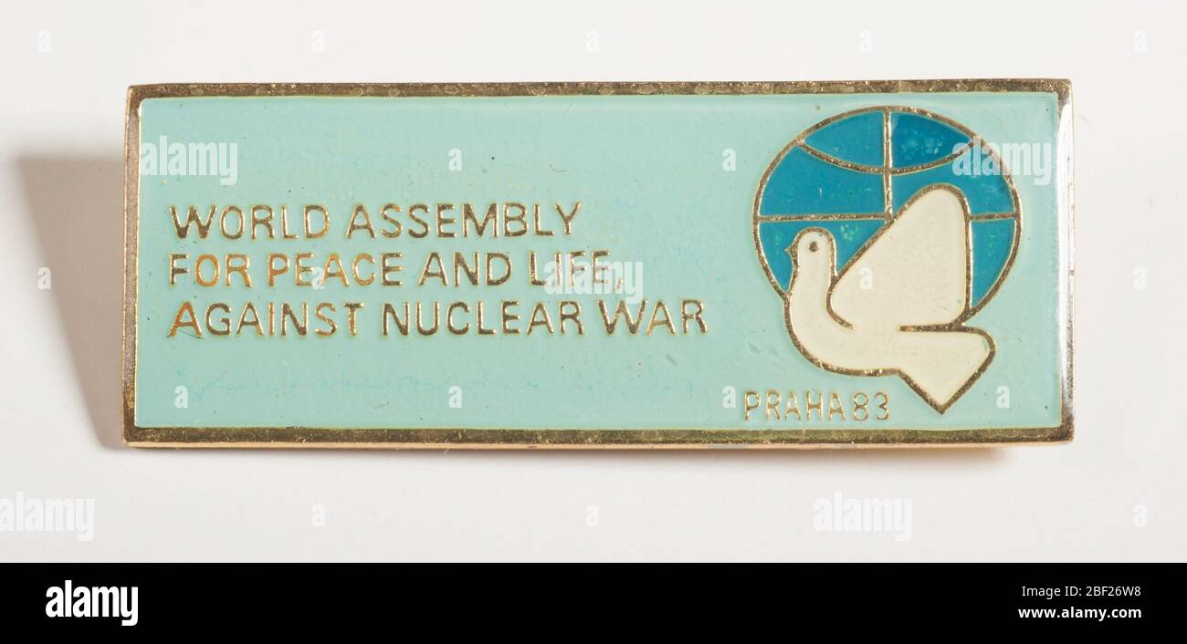 World Assembly Peace Life Against Nuclear War Pin. Stockfoto