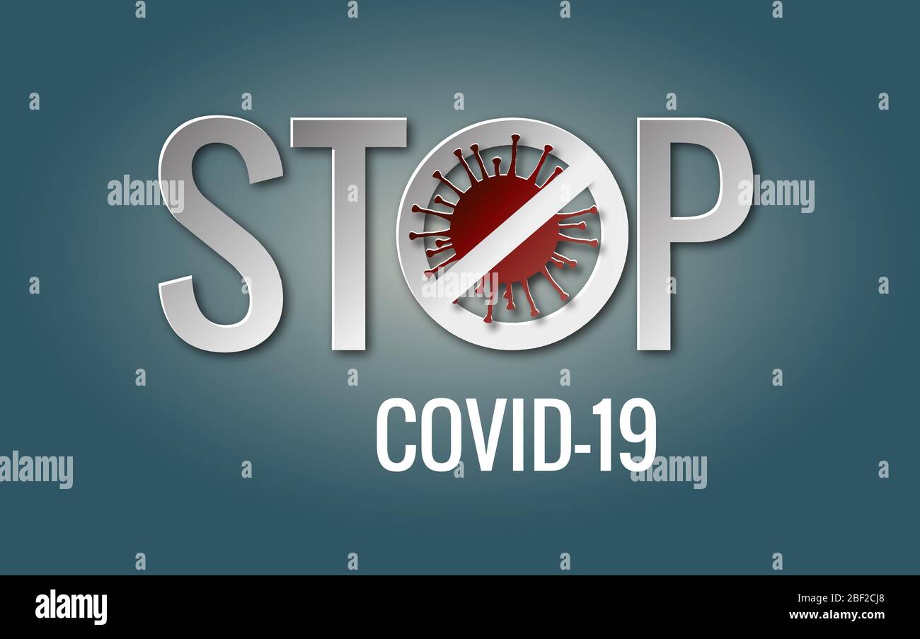 Stop Covid-19 Zeichen-Symbol, Vektor Illustration Konzept Coronavirus COVID-19. Virus Stock Vektor