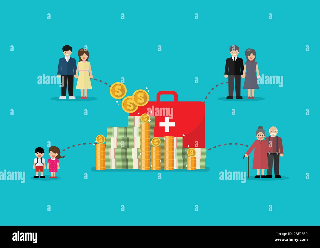 Sozialkonzept. Infografik im flachen Stil. Vektorgrafik Stock Vektor