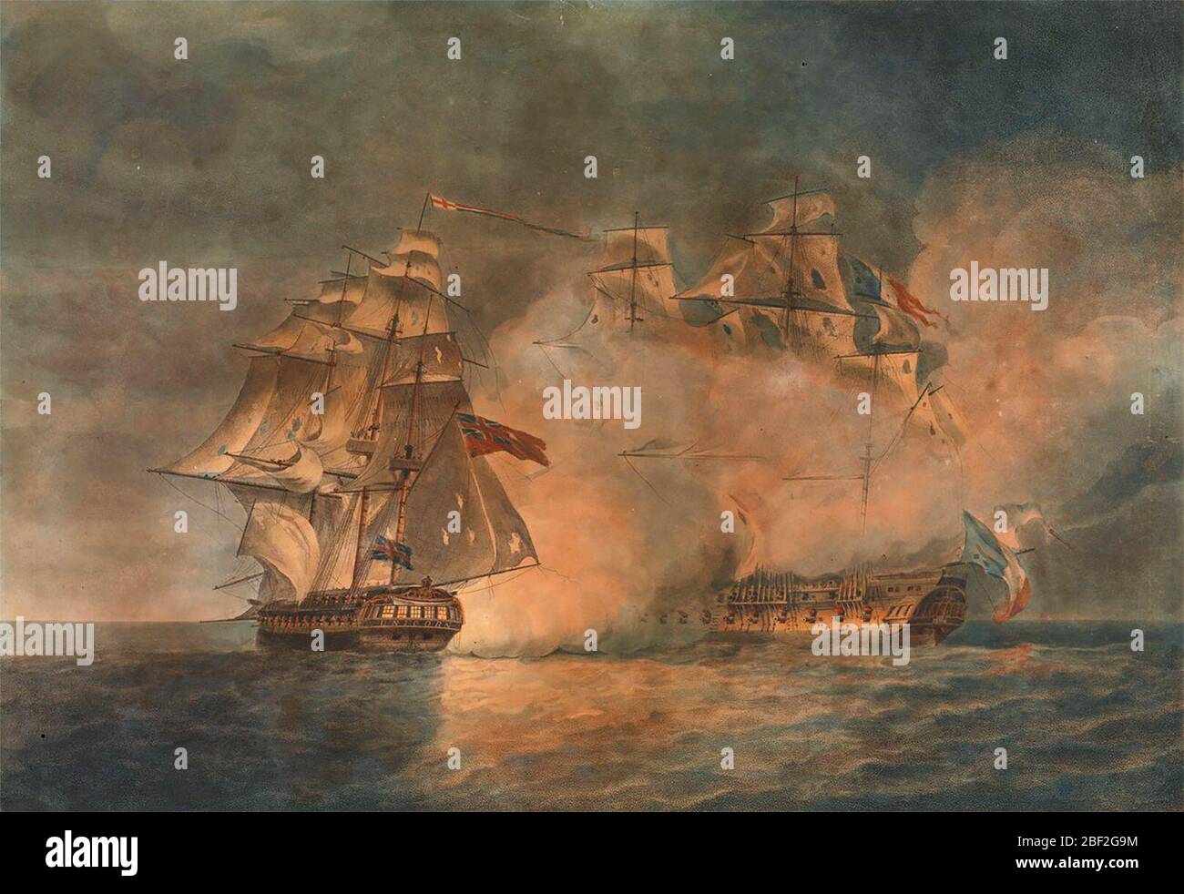 Eroberung des französischen Fregatte La Tribune durch das Einhorn seiner Majestät am 8. Juni 1796 - Nicholas Pocock, 1797 Stockfoto