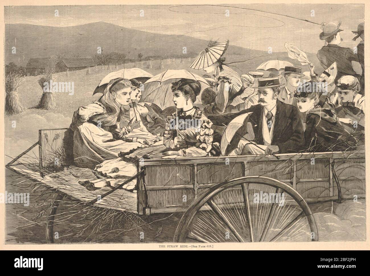 Die Straw Ride von Harpers Bazar September 25 1869. Stockfoto