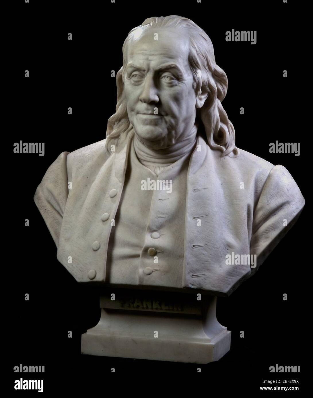 Benjamin Franklin. Zwischen 1904 und 1906 beauftragte der Direktor des American Museum of Natural History in New York William Couperr mit zwölf heldenhaften Porträtbüsten international berühmter Wissenschaftler. Stockfoto