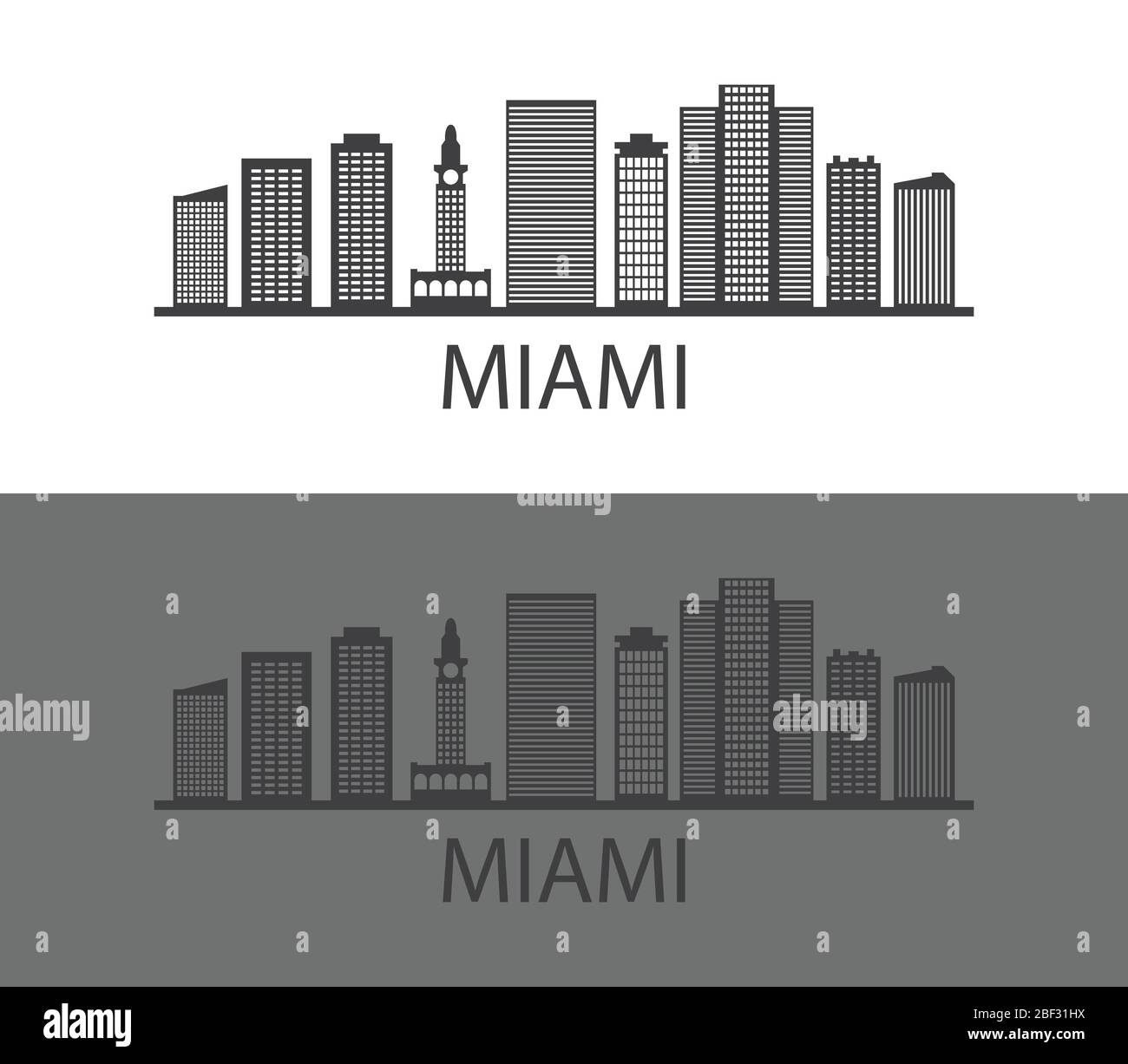 Miami Symbol in Vektor auf weißem Hintergrund illustriert Stock Vektor