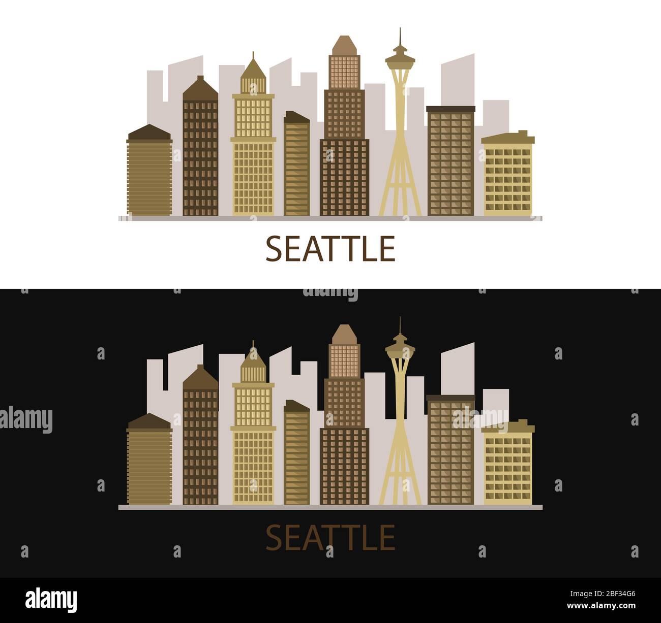 Seattle Symbol in Vektor auf weißem Hintergrund dargestellt Stock Vektor