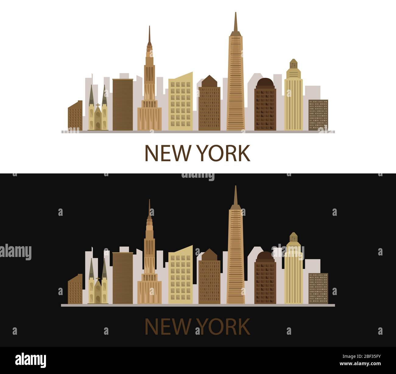 New York Symbol in Vektor auf weißem Hintergrund dargestellt Stock Vektor