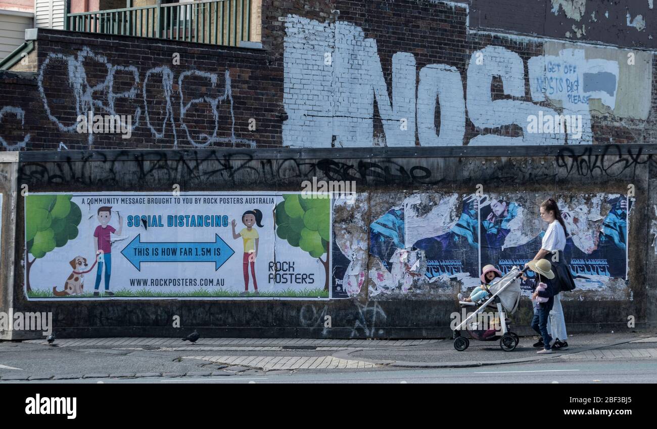 Covid, Coronavirus, Pandemie-Krise in Melbourne Australien 2020. Soziale Distanzierung Zeichen in Melbourne Australien. Stockfoto