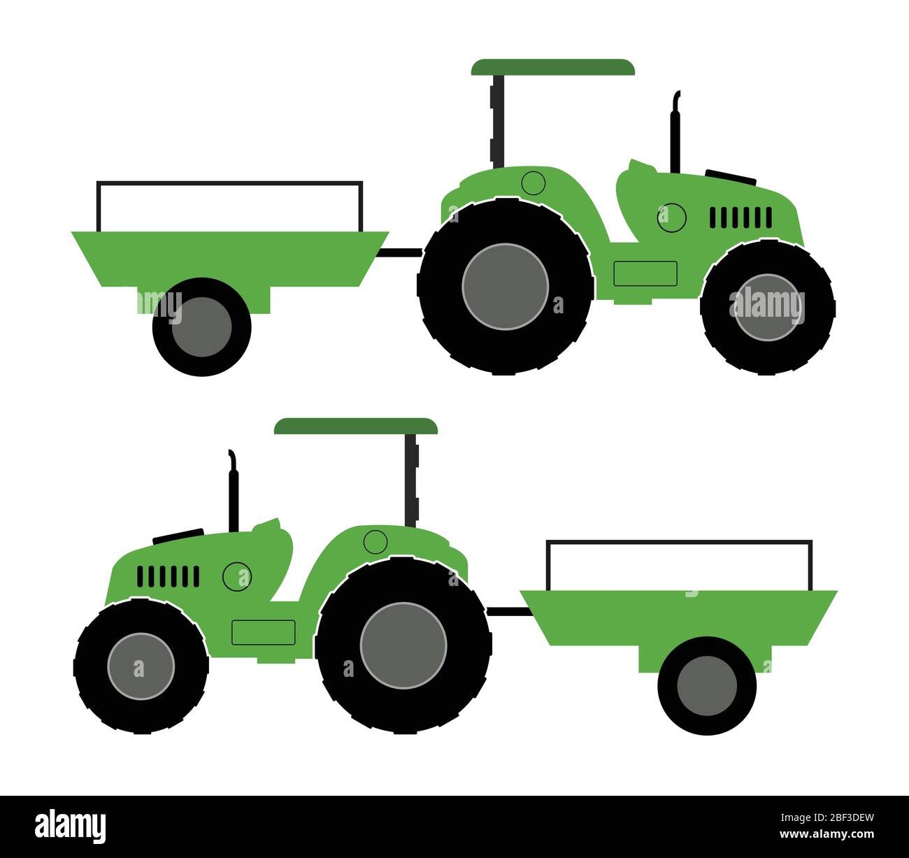 Traktor-Symbol mit einem Wagen in Vektor auf weißem Hintergrund dargestellt Stock Vektor