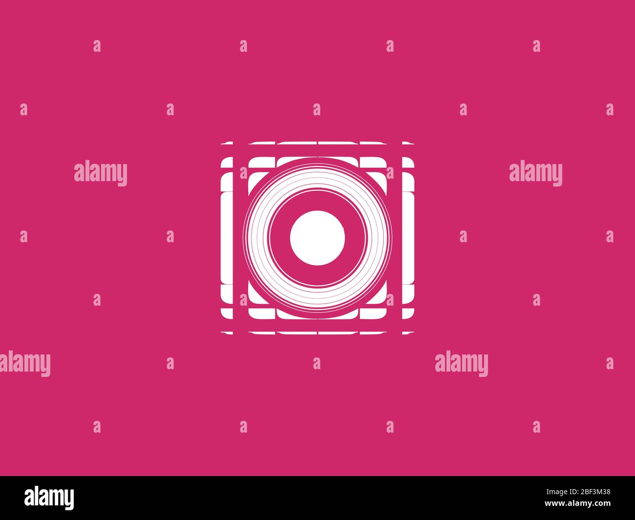 Creative Camera Icon Illustration mit weißer Farbe auf einem rosa Hintergrund. Sie können benutzerdefinierte Text zu diesem Stück hinzufügen. Stockfoto