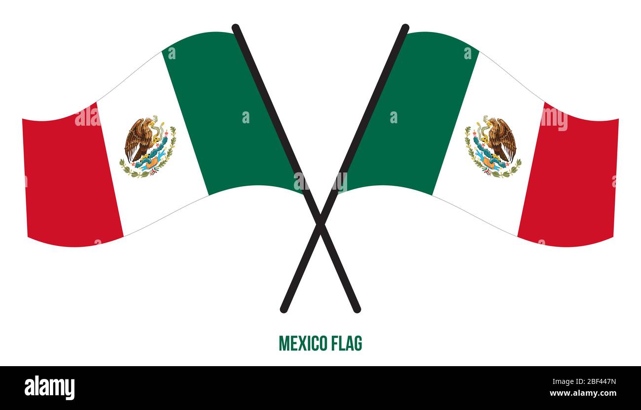 Mexiko Fahne winken Vector Illustration auf weißem Hintergrund. Mexiko nationale Flagge. Stockfoto