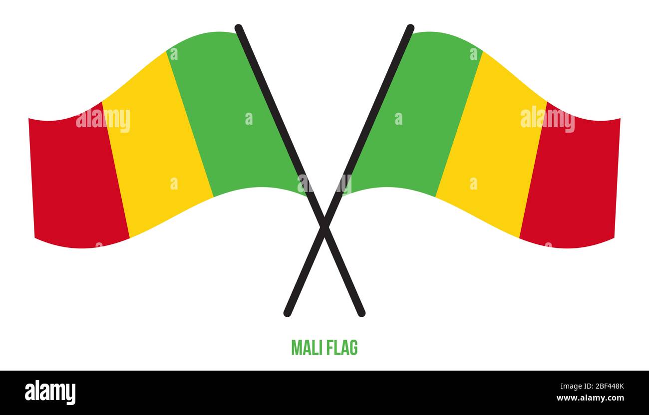 Mali Fahne winken Vector Illustration auf weißem Hintergrund. Mali Nationalflagge. Stockfoto