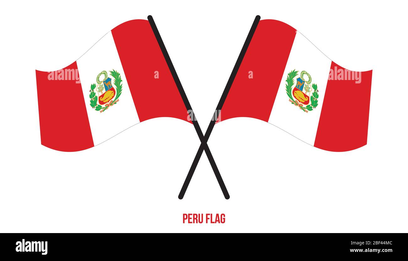 Peru Flagge schwenkten Vector Illustration auf weißem Hintergrund. Peru die Flagge. Stockfoto