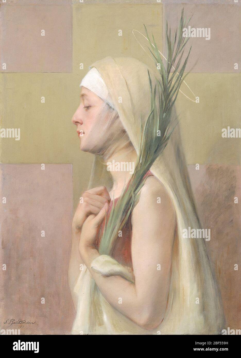 Une Martyre Saint Thechla. Viele von Sarah Dodson’s Gemälden waren von religiösen oder mythologischen Themen inspiriert. Dieses Bild zeigt die heilige Thechla (oder Thecla), die zum Christentum konvertierte und nach einer Predigt des Apostels Paulus auf die Ehe verzichtete. Stockfoto