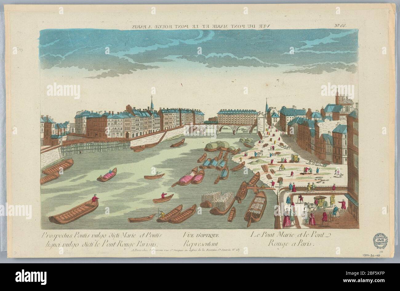 PEEPshow Vue doppique representat le Pont Marie et le Pont Rouge A Paris No 66. PEEP-Show-Druck Stockfoto