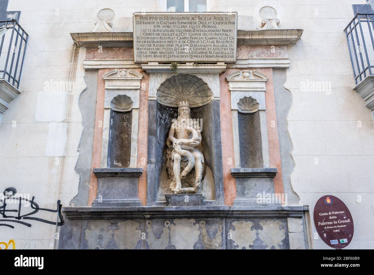 Die Marmorstatue Castellammare o LoggiaViertel von Palermo in Italien