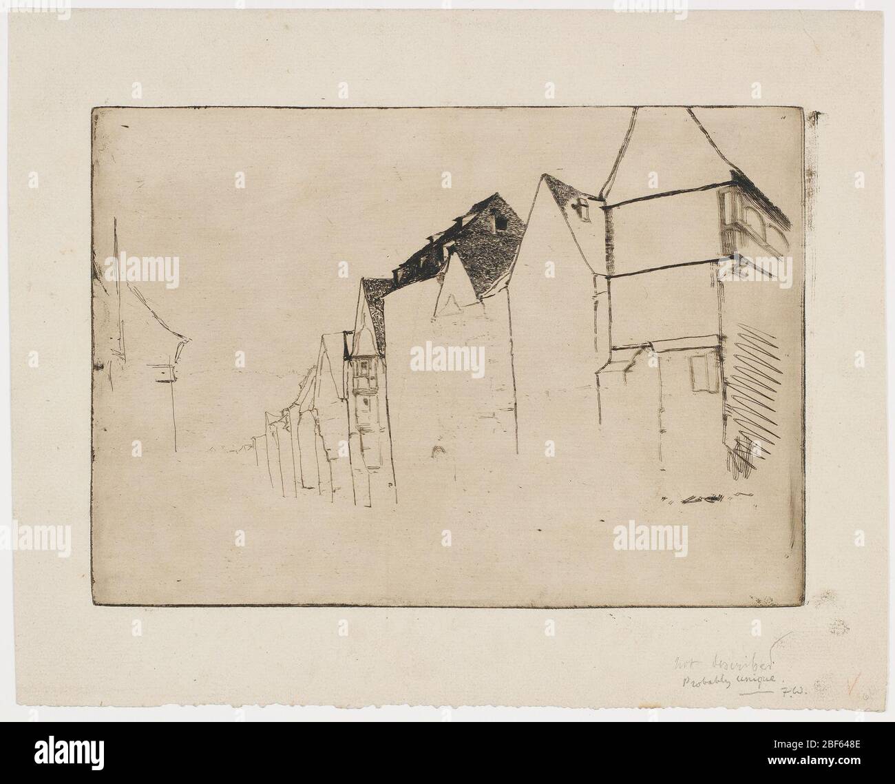 Skizze der Häuser. Philippe Burty (1830 - 1890)Alphonse Wyatt Thibeaudau (ca. 1840 - 1892)Henry Studdy Theobald (1847 - 1934) Stockfoto