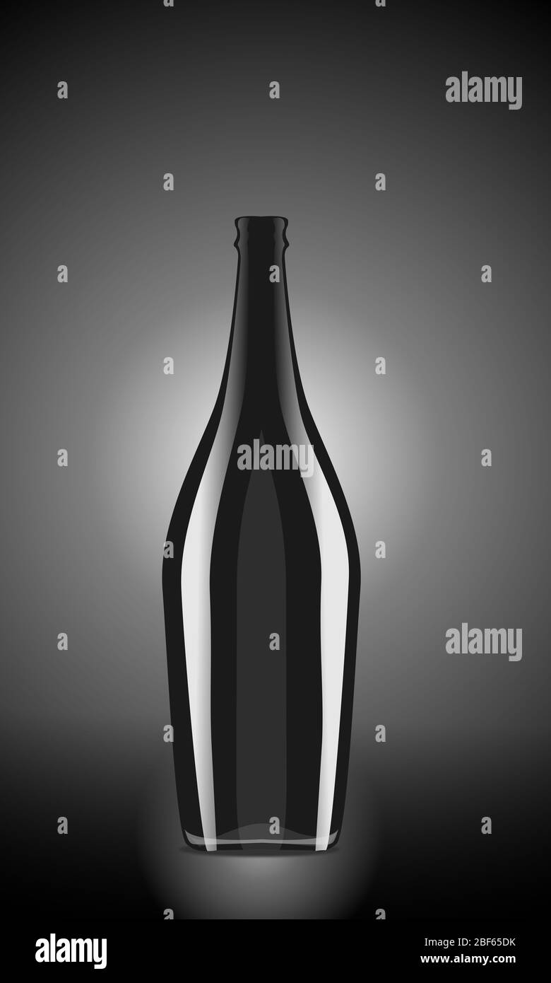 Eine Illustration der Weinflasche auf Blach Hintergrund Stockfoto