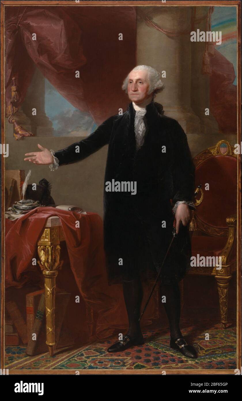 George Washington Lansdowne Porträt. Als militärische und politische Figur war George Washington während der prägenden Jahre des Landes eine verbindende Kraft. Er kämpfte im Französischen und Indischen Krieg und diente später als Oberbefehlshaber der Kontinentalarmee im Revolutionären Krieg. Stockfoto