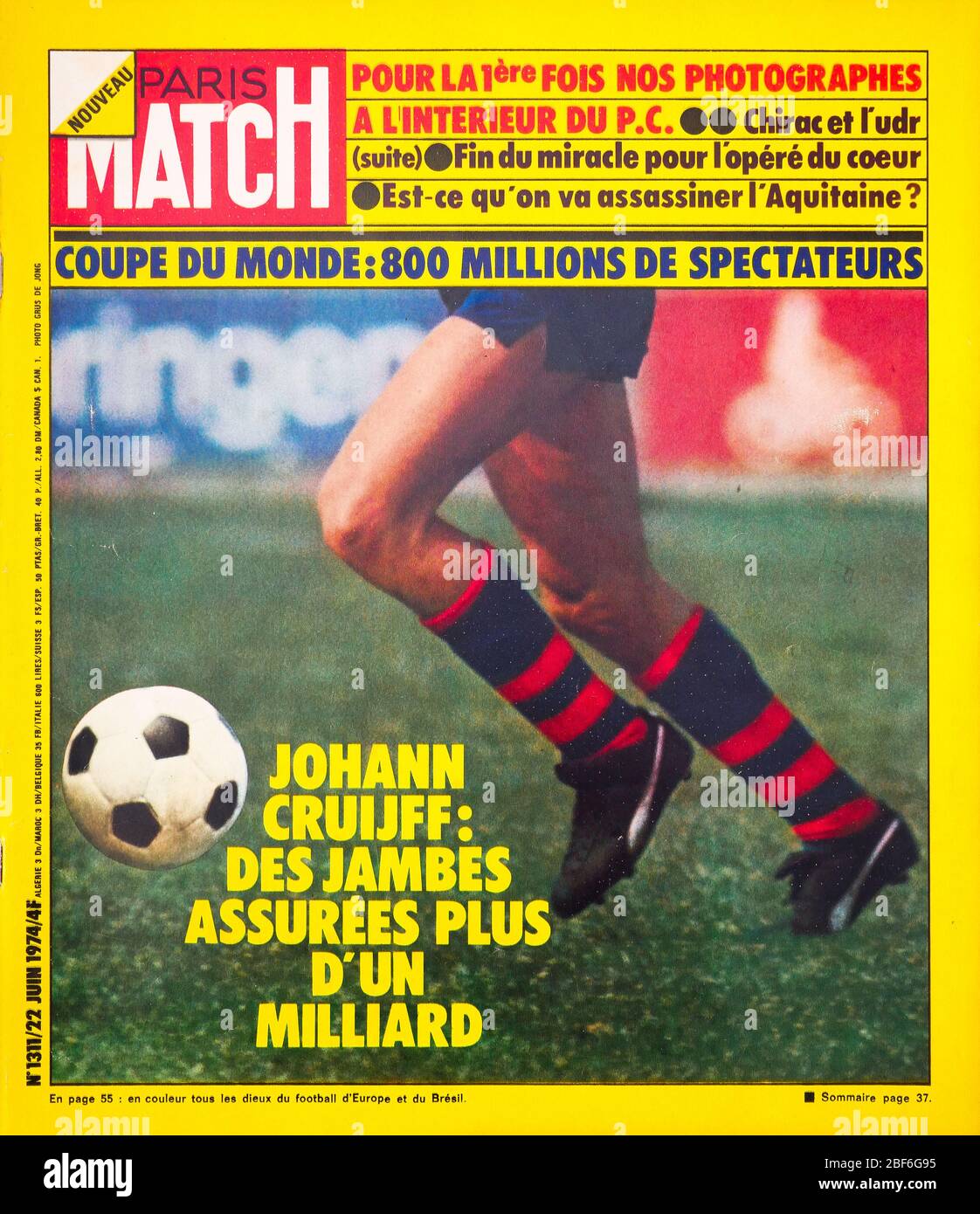 Titelseite des französischen Nachrichtenmagazins Paris-Match, Nr. 1311, Johann Cruijff Star der Fußball-Weltmeisterschaft, 1974, Frankreich Stockfoto