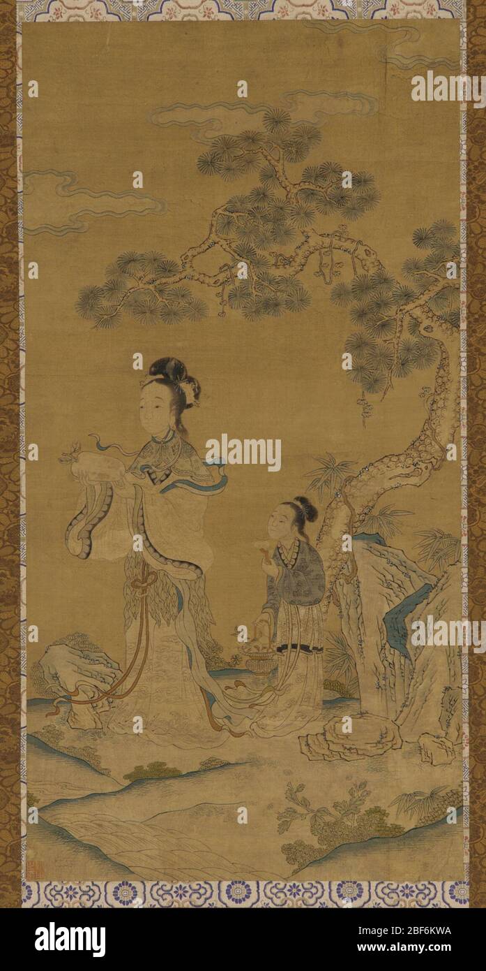 ; China; 1368-1644; Farbe auf Seidenplatte; H x B: 98.6 x 50.2 cm (38 13/16 x 19 3/4 in); Geschenk von Charles lang freier Stockfoto