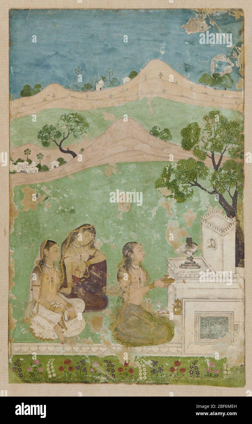 ; Indien; ca. 1725; Farbe und Gold auf Papier; H x B: 20 x 12.6 cm (7 7/8 x 4 15/16 Zoll); Kauf Stockfoto