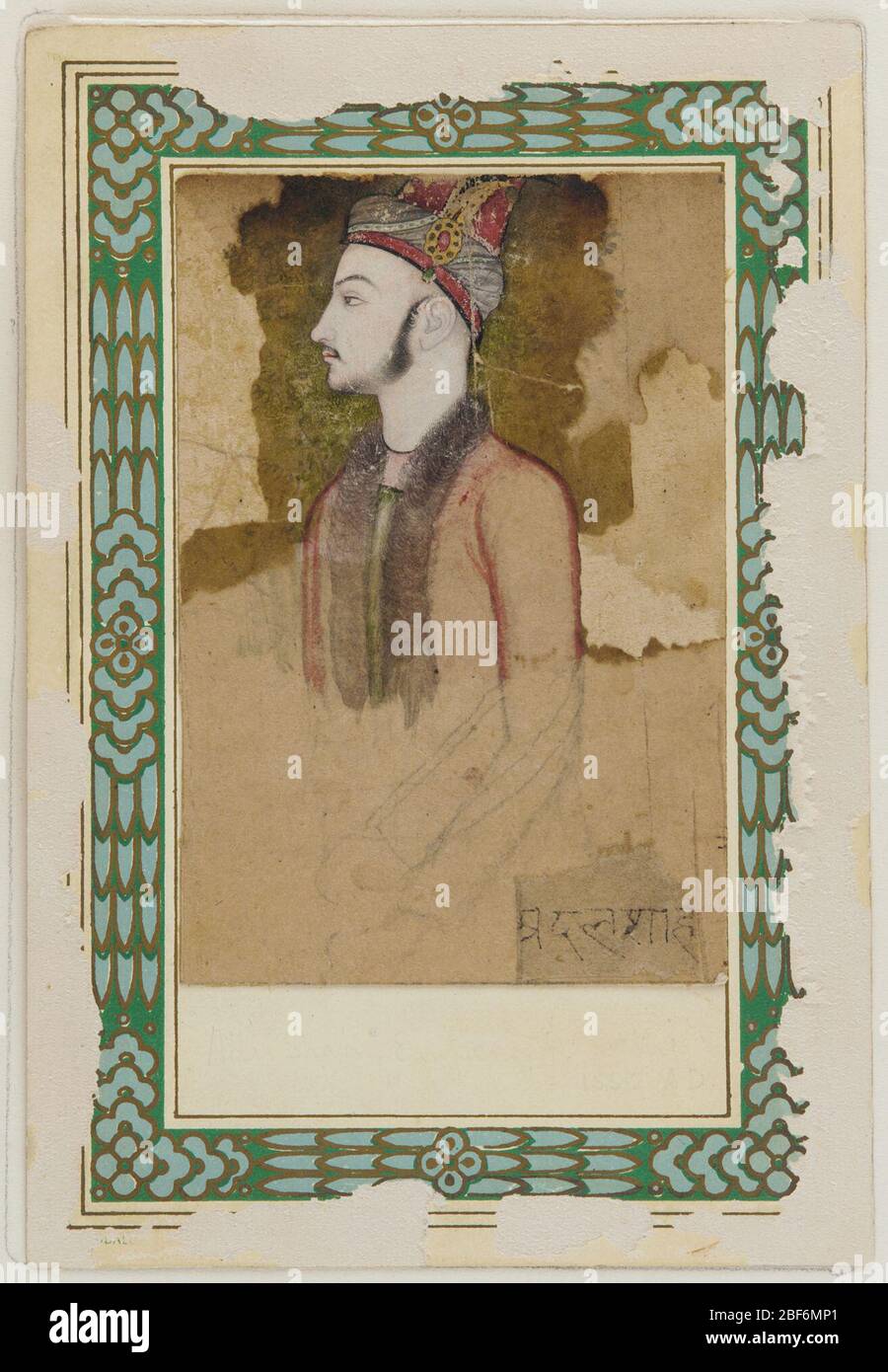 ; Indien; ca. 1640; Farbe und Gold auf Papier; H x B: 7 x 5.3 cm (2 3/4 x 2 1/16 Zoll); Kauf Stockfoto