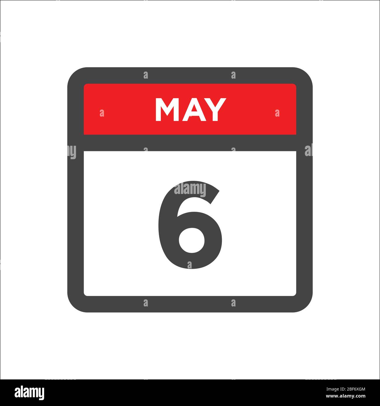 Kalendersymbol 6. Mai - Tag des Monats Stock Vektor