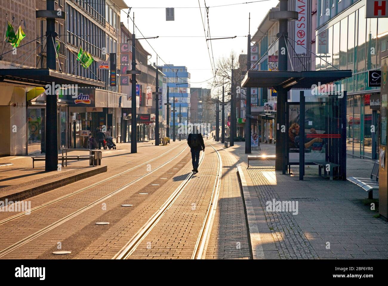 Leere Innenstadt in Witten während der Corona-Krise 2020, Deutschland, Nordrhein-Westfalen, Ruhrgebiet, Witten Stockfoto