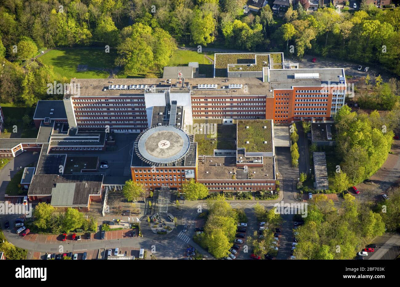 St. Barbara Krankenhaus in Hamm-Heessen, 21.04.2016, Luftaufnahme,  Deutschland, Nordrhein-Westfalen, Ruhrgebiet, Hamm Stockfotografie - Alamy