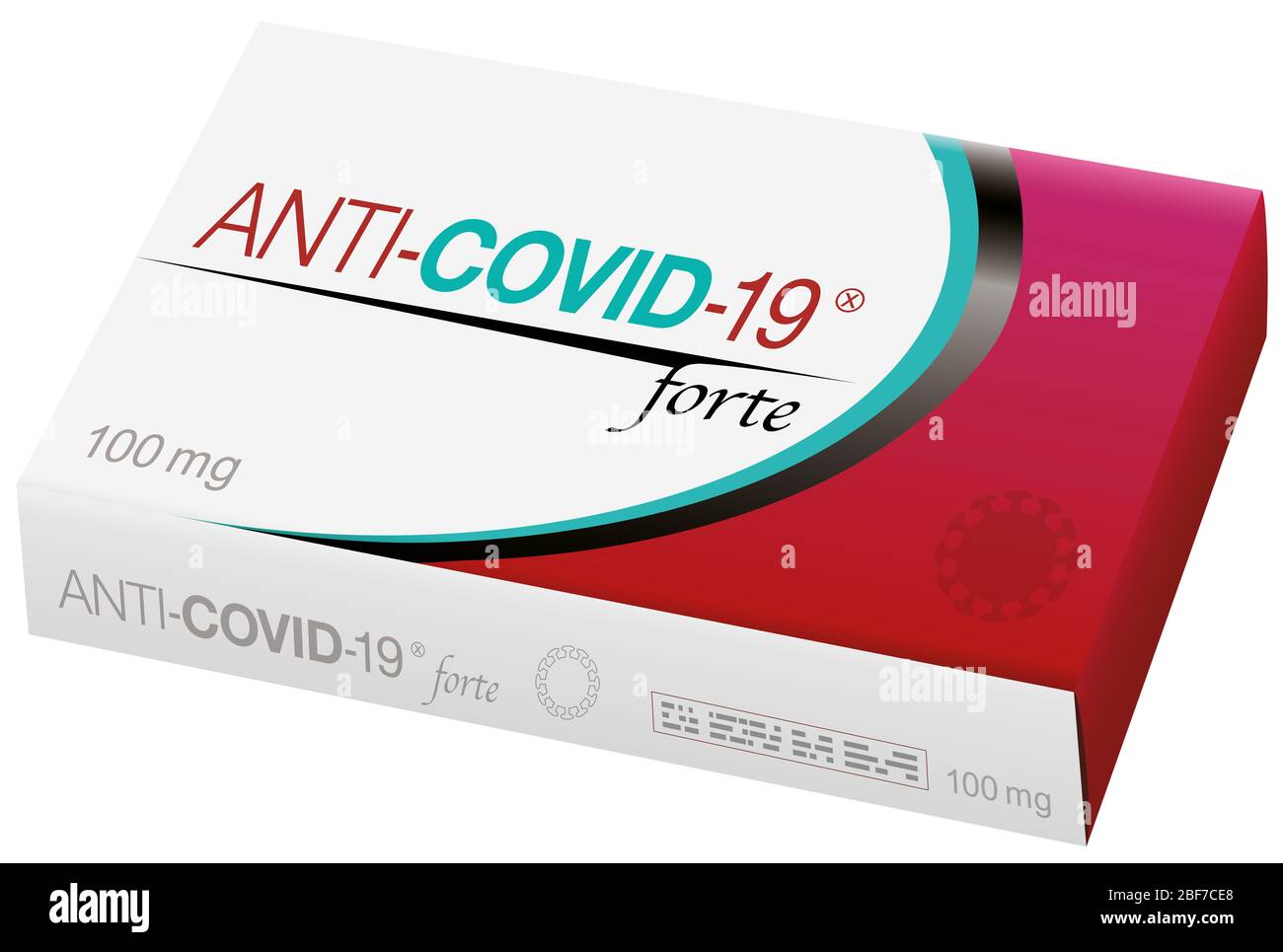 Pillen genannt ANTI COVID 19, ein medizinisches gefälschtes Produkt über Coronavirus-Infektion, Geschäft der großen Pharmaindustrie. Stockfoto