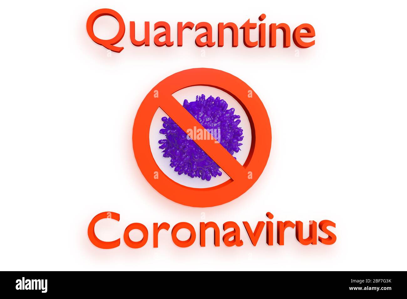 Quarantäne Coronavirus STOP Globale Pandemie COVID-19 Virus Zeichen Konzept, 3D-Abbildung Stockfoto