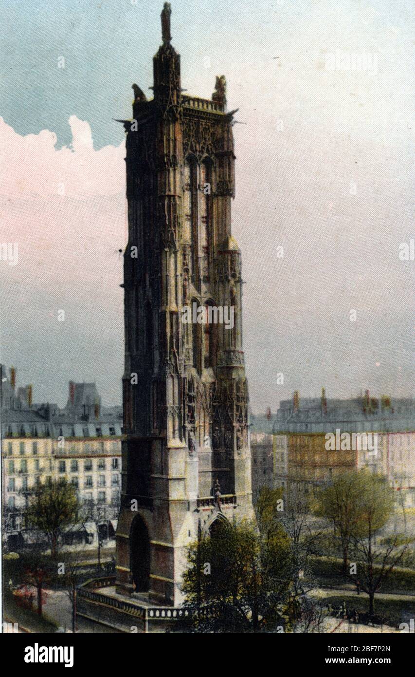 Vue de la Tour saint Jacques a Paris (Saint-Jacques Turm in Paris) Carte postale Collection privee Stockfoto