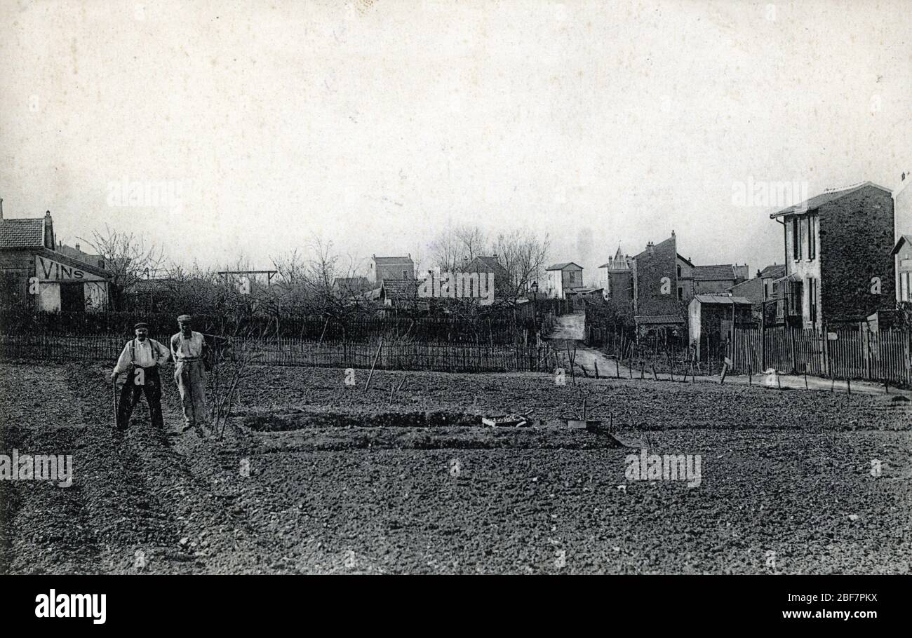 Agriculteurs dans le quartier de la boissiere a Rosny sous bois (rosny-sous-bois) en seine-saint-denis banlieue parisienne (Ansicht der Boissiere neig Stockfoto