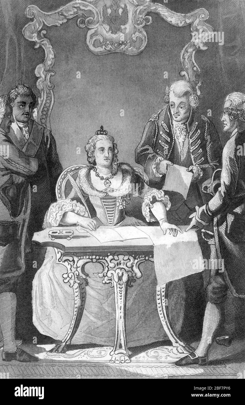 Portrait de l'imperatrice de Russie Catherine II. (1729-1796) (Portrait of Catherine the Great russian Kaiserin) Gravure tiree de 'Bilder-Gallerie zur A Stockfoto