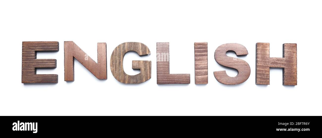 Wort ENGLISCH auf weißem Hintergrund Stockfoto