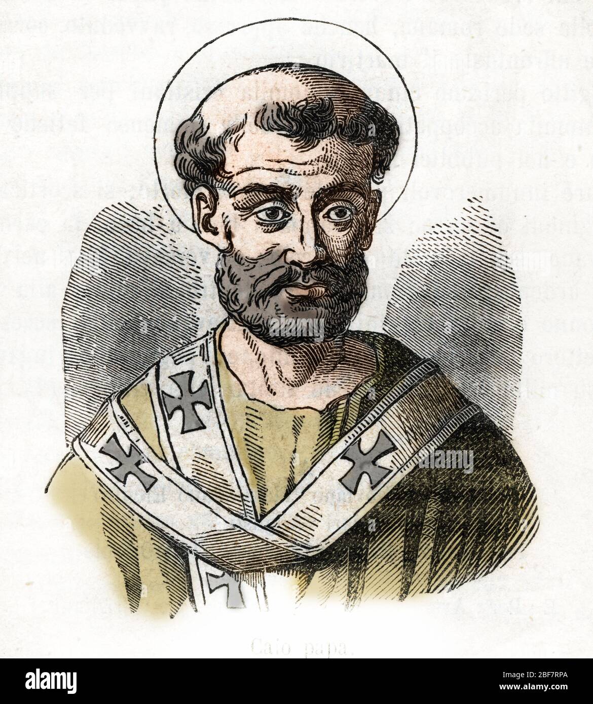 Antiquite : Repräsentation des pape Caius (Caio ou Gaius) (293-296) Dessin tiree de 'Misteri del vaticano' de Franco Mistrali Collection privee Stockfoto