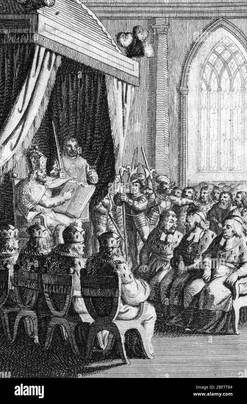 Goldene Bulle von 1356 durch den Reichstag zu Nürnberg und Metz (Landtag von Metz (1356/57)) unter der Leitung von Kaiser Karl IV., die festlegte Stockfoto