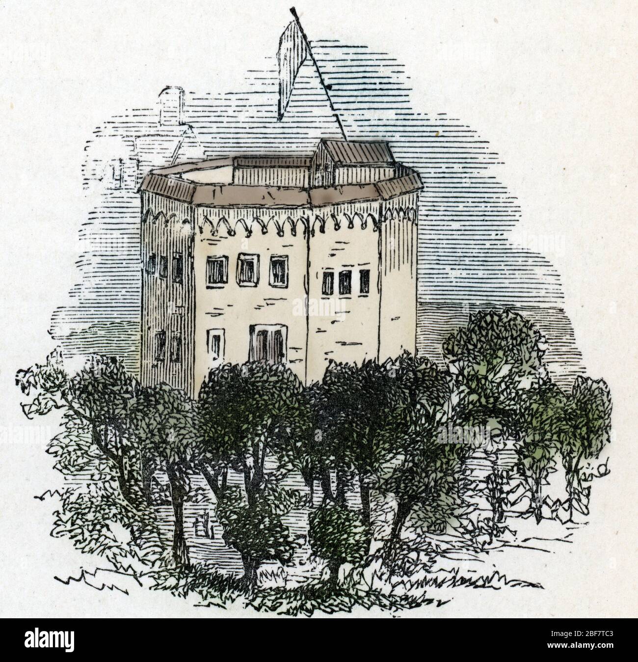 Vue du Beargarden, Etablisement Reserve aux spectacles d'animaux (combats de chiens, d'Ours, de coqs) A Bankside, Southwark, au debut du 17eme siecle Stockfoto