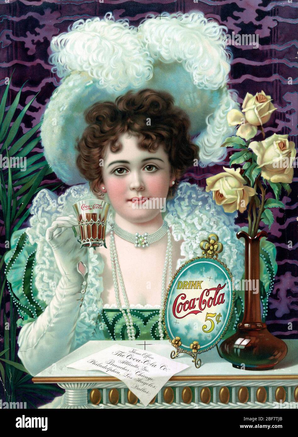 Publicite pour la boisson gazeuse americaine Coca Cola, 1890 Chromolithographie (Coca-Cola Soda Werbung, Chromolithograph 1890) Sammlungsgrundierung Stockfoto