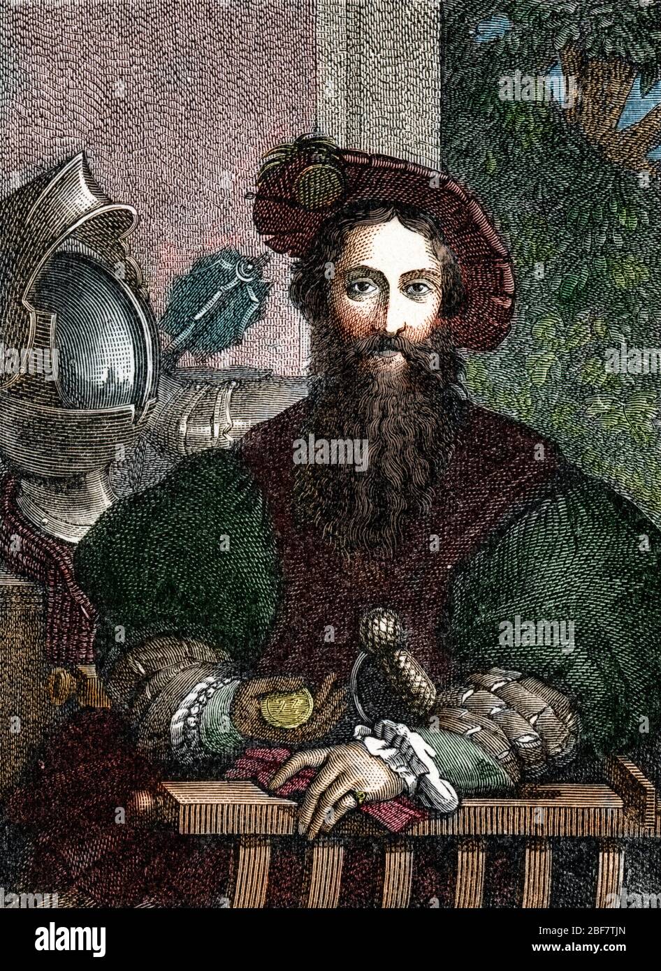 Portrait d'Amerigo Vespucci (1454-1512) Navigator florentin (italienischer Entdecker, Finanzier, Navigator und Kartograph Amerigo (Americo) Vespucci) Grav Stockfoto