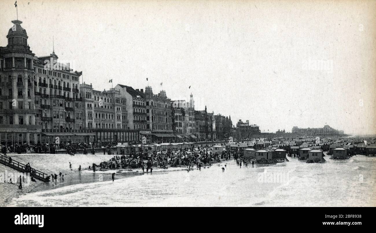 Vue de la Plage d'Ostende en Belgique (Blick auf den Strand von Ostende, belgien) Carte postale vers 1910 Collection privee Stockfoto