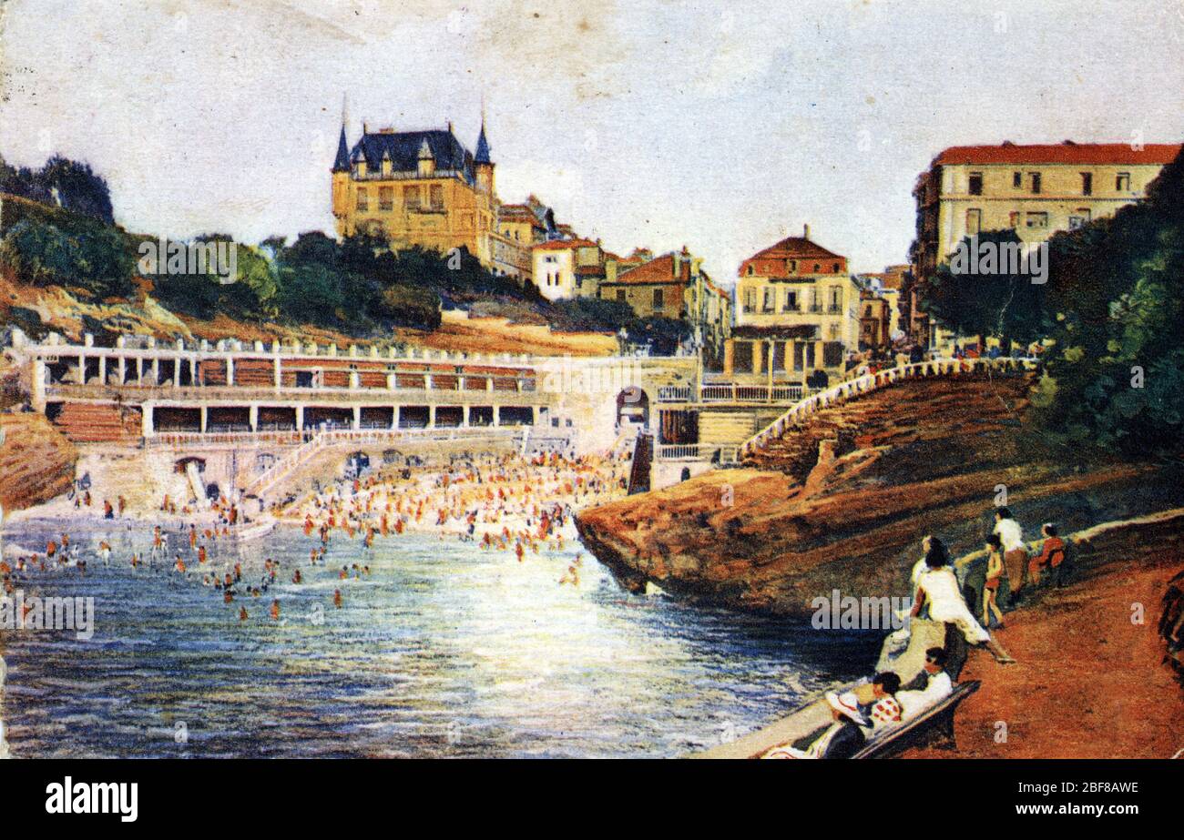 Vue de Biarritz dans les pyrenees atlantiques - carte postale vers 1910 Collection privee Stockfoto