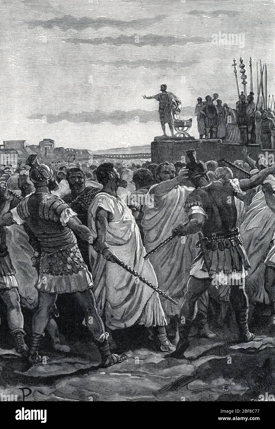 Antiquite romaine 'dissolution de la Garde pretorienne par l'empereur Septime Severe (193-211) (Prätorianische Garde aufgelöst von Septimius severus und re Stockfoto