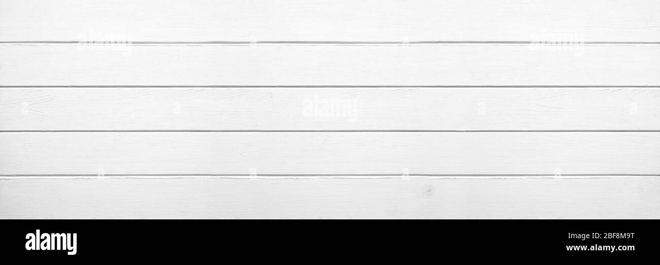 Weißer Holzhintergrund im breiten Banner- oder Header-Format Stockfoto