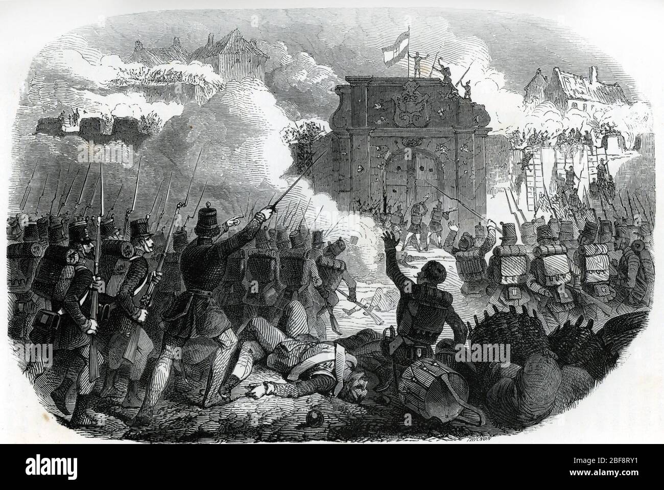 Revolution hongroise de 1848 : Pry de Bude (Buda) par les autrichiens en mars 1849 (Ungarische Revolution von 1848 : österreicher nehmen Buda, märz 1849) Stockfoto